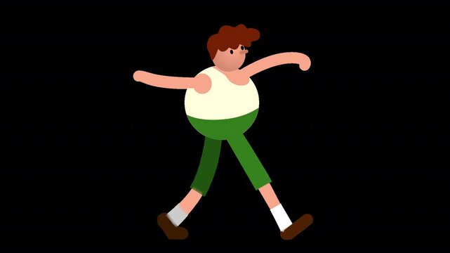 Cartoon human walking cycle animation