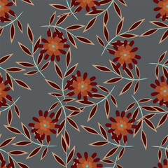 Beautiful pattern with flowers and leaf
