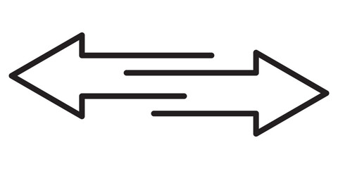 Dual sided arrow vector, icon, silhouette design. Double ended black arrow vector design for website, app and logo design. Vector illustration of duel side arrow. Black transfer arrow icon vector .