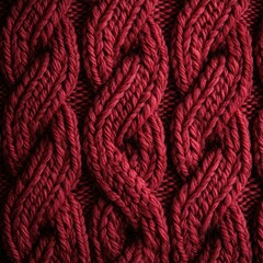 Dark Red Cable Knit Wool Texture Background