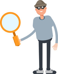 Thief Character Holding Magnifier

