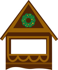Festive wooden booth for the Christmas market.