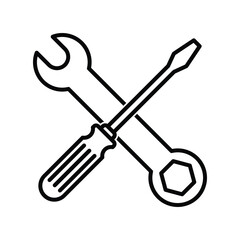 Repair icon. Service icon. Wrench and screwdriver icon. Settings icon isolated on white background.