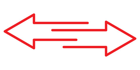 Double ended red arrow vector design for website, app and logo design. Dual  sided red arrow vector, icon, silhouette design. Transfer arrow icon vector. red transfer arrow icon vector. 