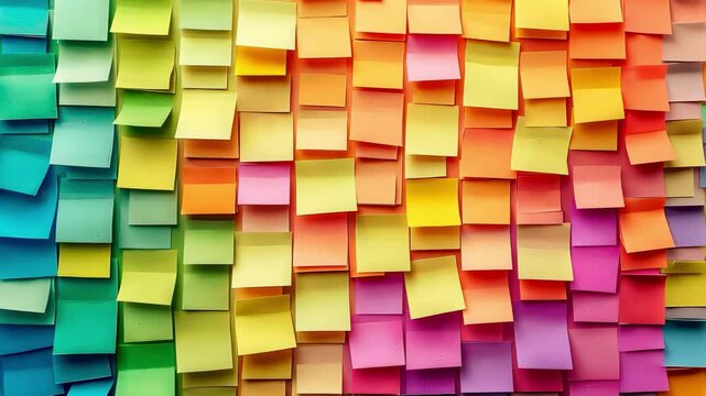 The entire wall is covered in colorful stickers. Selective focus