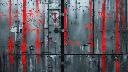 Graffiti on Weathered Metallic Doors