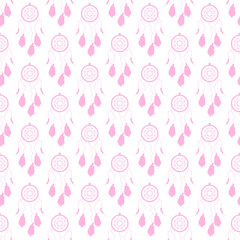Seamless vector illustration wtih dream catchers bohemian vector art decor design print wallpaper pattern background	
