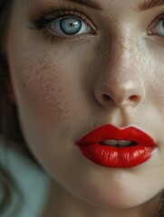 Fototapeta premium Beautiful makeup on a face with speckled skin
