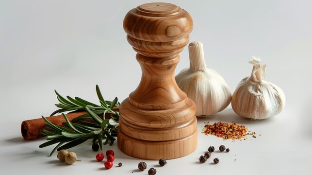 Isolated image of a mill pepper grinder on a white background   essential kitchen spice tool