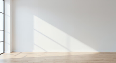Minimalist Empty Room with Sunlight Streaming Through Window - Modern Interior Design