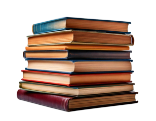 stack of old books; isolated on transparent background