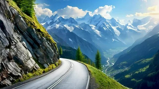 a road windina road winding through a mountain rangeg through a moa road winding through a mountain rangeuntain range