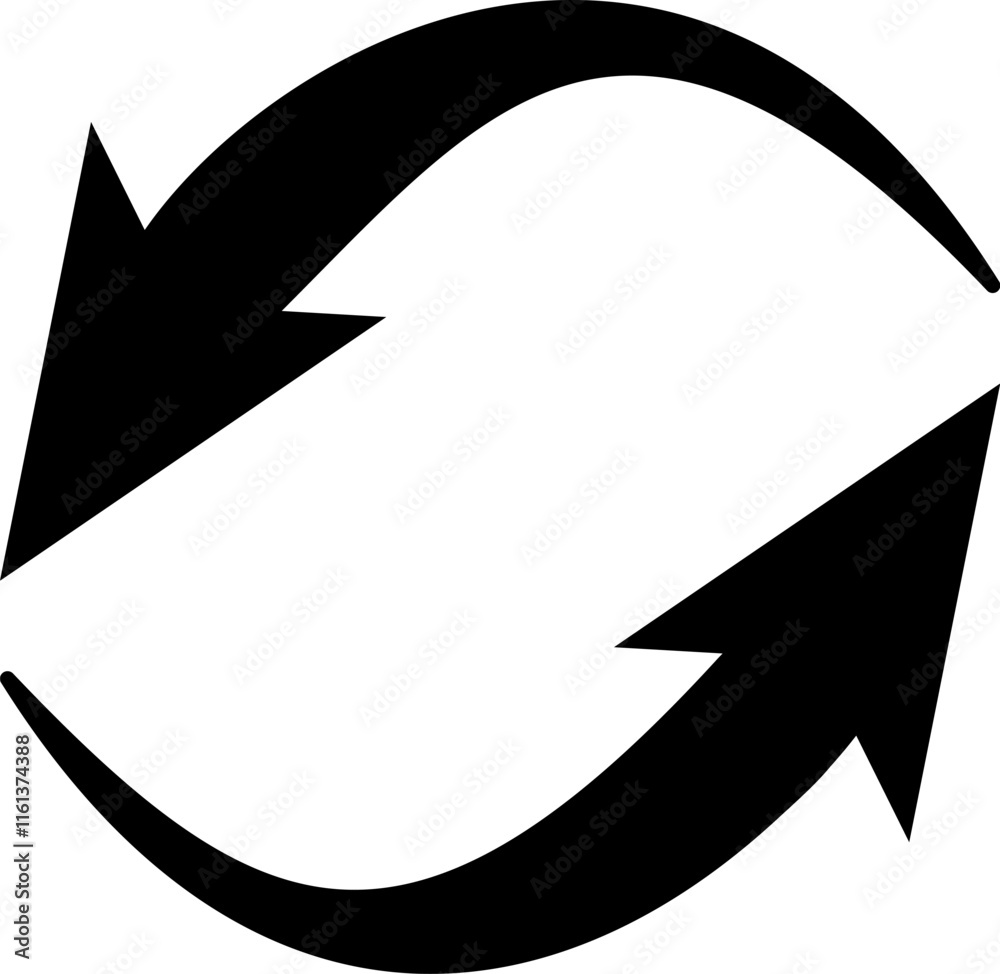 Poster two curved black arrows rotating clockwise create a circular shape, representing a continuous proces
