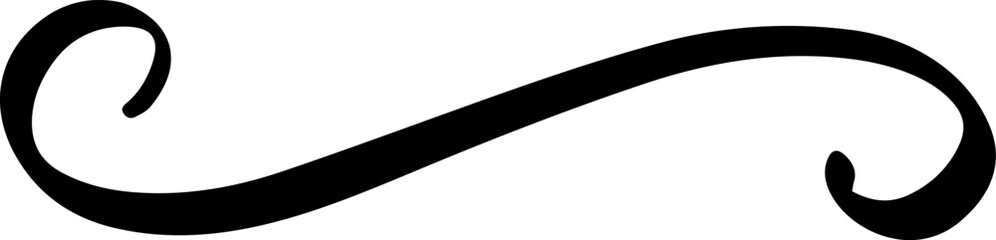 Smooth black lines create a decorative flourish, adding a touch of elegance and sophistication to any design, forming a stylish calligraphic swirl with curved strokes