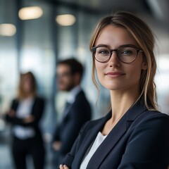 Fototapeta premium Female boss, coworkers chatting