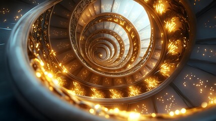 Overthinking: An Infinite Spiral Staircase of Radiant Patterns and Deep Reflection