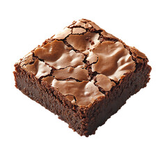 Delicious chocolate brownie with a soft, chewy texture on a plain white background, perfect for showcasing a sweet dessert