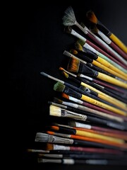 Fototapeta premium Oil paintbrush set black