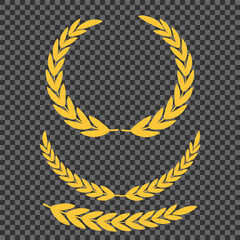 Set of wreaths and branches with leaves. Hand drawing laurel wreaths and branches collection. Laurels wreaths, swirls, twigs and flower ornaments. Herbs, flowers and plants elements. Design elements.