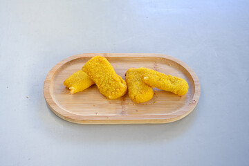 Homemade fried chicken nuggets isolated on white background. Chicken nugget. Citir tavuk. Citir, tavuk atistirma  tabagi.