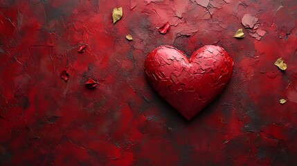 Red heart on a deep red surface


