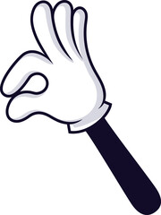 Cartoon hand making an OK sign with thumb and index finger forming a circle while other fingers are raised, expressing approval and agreement in a fun, positive manner