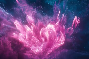 Celestial Fireworks A Cosmic Pink And Blue Display