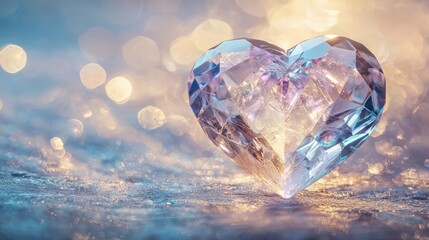 Fototapeta premium Heart-Shaped Crystal Illuminating Inner Conflict of Good and Evil in Abstract Setting