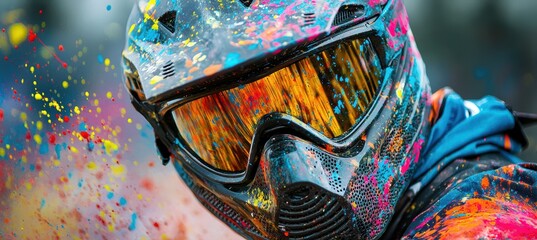 Paintball Victory Celebration with Vibrant Paint Splatters on Player's Gear