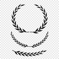 Set of wreaths and branches with leaves. Hand drawing laurel wreaths and branches collection. Laurels wreaths, swirls, twigs and flower ornaments. Herbs, flowers and plants elements. Design elements.