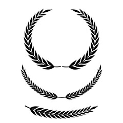 Set of wreaths and branches with leaves. Hand drawing laurel wreaths and branches collection. Laurels wreaths, swirls, twigs and flower ornaments. Herbs, flowers and plants elements. Design elements.