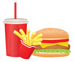 Fast food set, vector illustration