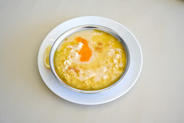 Turkish Traditional Tripe Soup. Iskembe, damar , curuk , beyran, ayak paca, kelle paca corbasi. Dil, beyin corbasi.