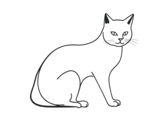 Elegant cat silhouette resting peacefully on a white background, showcasing a minimalist design and graceful posture embodying calmness and poise