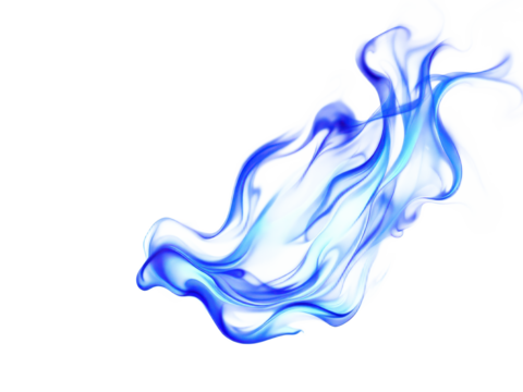 Swirling blue smoke gracefully dances against a pristine white background, creating an ethereal visual experience of fluid motion and elegance