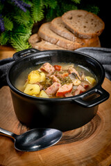 The sour soup made of rye flour.