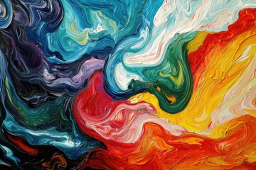 Bold Abstract Painting Depicting Recovery and Transformation with Swirling Colors