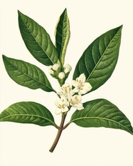 Solitary Clove Leaf on a White Background, Emphasizing the Vibrant Green of Nature's Herb