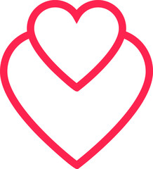 Two bright pink overlapping hearts create a larger heart shape, symbolizing love, affection, and togetherness, ideal for Valentine s Day or romantic designs