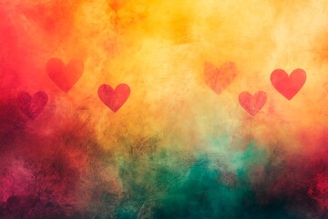 An abstract Valentine's Day background filled with swirling hearts in vibrant reds and pinks, evoking love and romance in a dreamy design.
