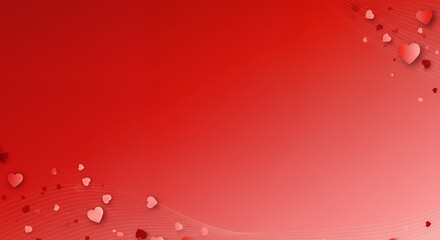 Romantic Red Valentine's Day Background with Hearts and Waves