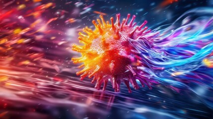 Microscopic Virus Vivid Colors 3D Render Medical Science Infection Pandemic Healthcare Abstract