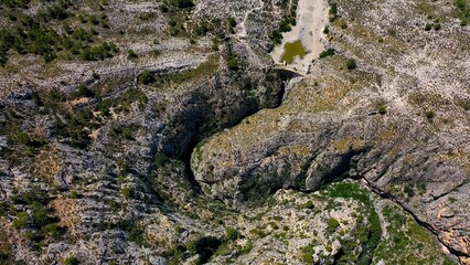 Defile near to the town of Relleu, with the walls of the gorge, 80 metres from the bottom.