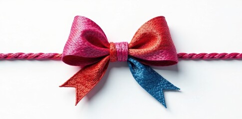 A single, perfectly formed bow made of string, isolated , single, minimalist
