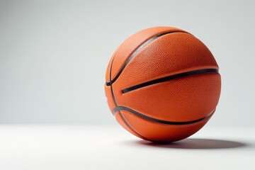 Fototapeta premium Basketball ball bouncing on white surface with blurred edges, reflection, bounce