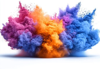 Fototapeta premium Explosion of colored powder on a white background. Freeze frame