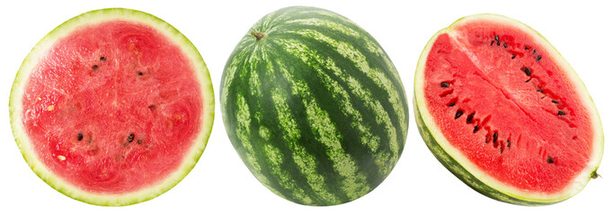 set of watermelons isolated on a white background