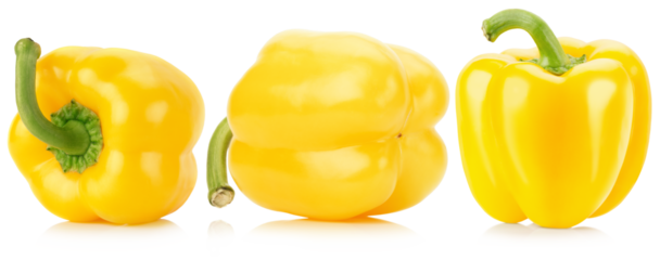 set of yellow bell peppers isolated on a white background