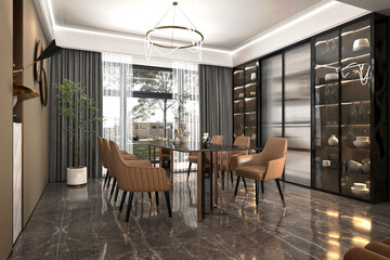 3d render modern living room