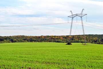 power lines in the field